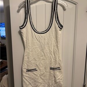 Stylish White Mini Dress with Black Accents